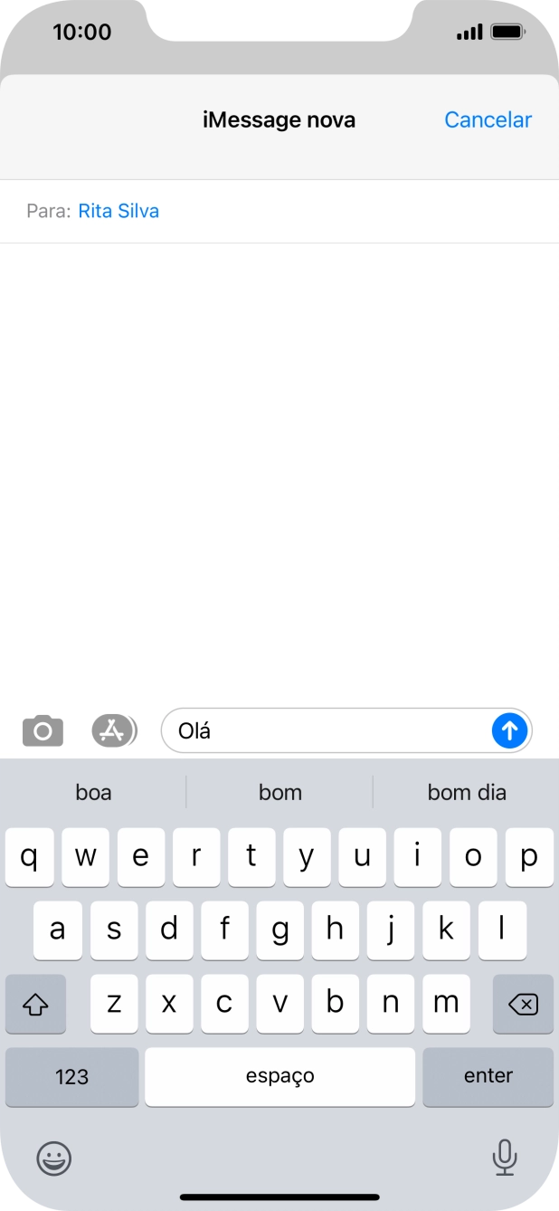 Prima o ícone para enviar.