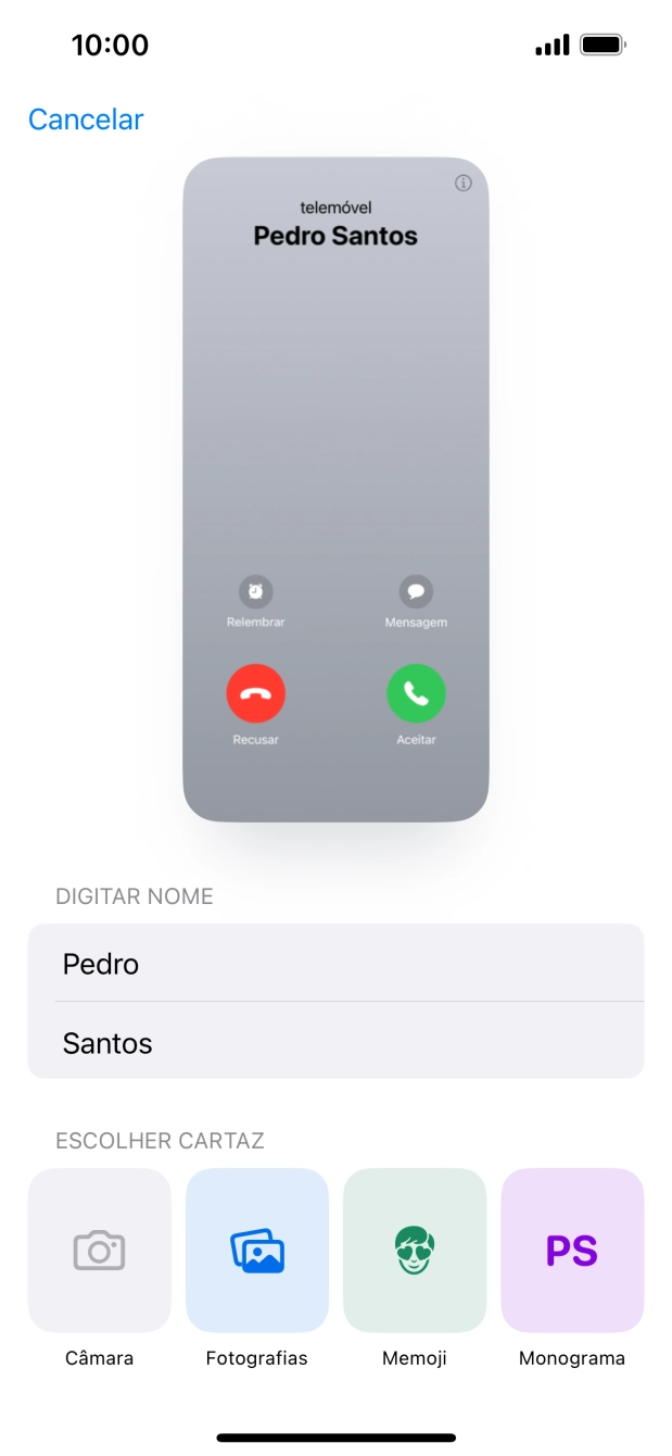 Prima a categoria pretendida e siga as indicações no ecrã para escolher e definir a fotografia pretendida para o seu cartaz de contacto.