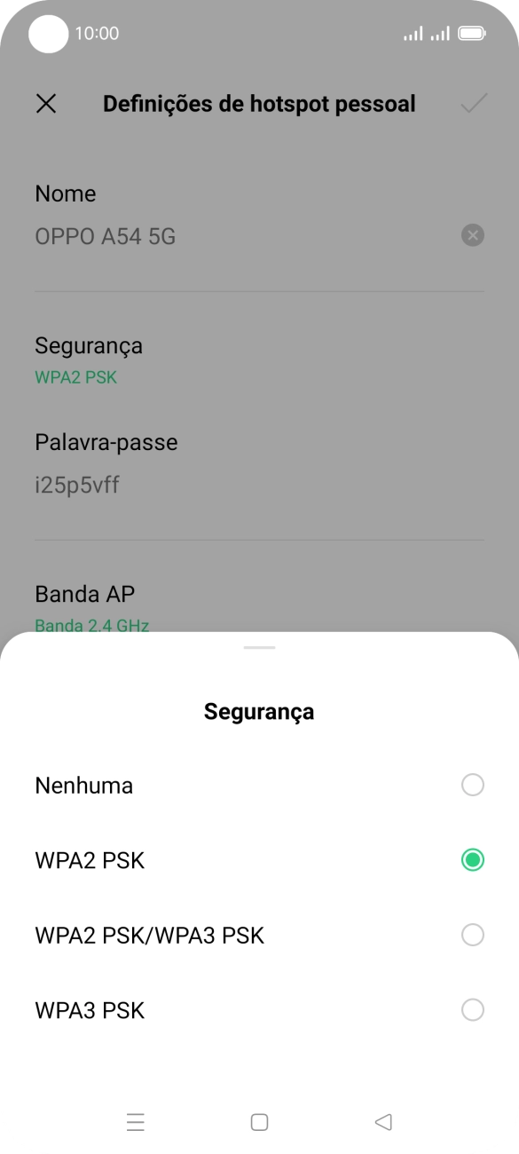 Prima WPA3 PSK para proteger o hotspot Wi-Fi com uma password.