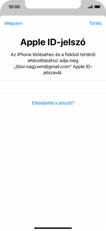Írd be az Apple ID-hoz tartózó jelszót, és válaszd a Törlés lehetőséget. Várj egy kicsit, amíg a telefon visszaállítja a gyári beállításokat. A telefon konfigurálásához és ahhoz, hogy üzemkész állapotba hozd, kövesd a képernyőn megjelenő utasításokat.