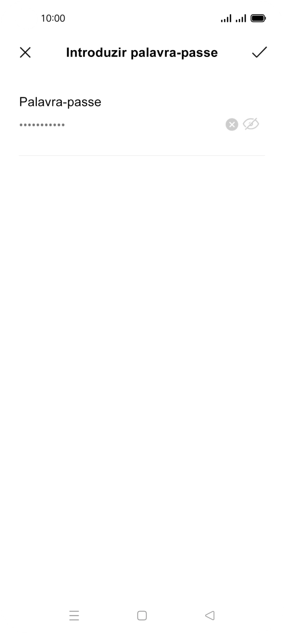 Introduza a password da rede Wi-Fi e prima o ícone para aceitar.