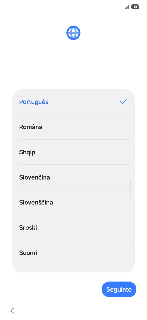 Prima o idioma pretendido.