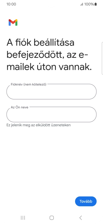 Kattints a „Fióknév (nem kötelező)” alatti mezőre, és írd be az e-mail-fiók kívánt nevét.