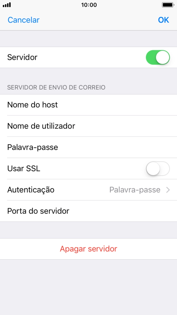 Prima Porta do servidor e insira 25.