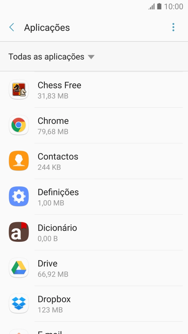 Prima a app pretendida.