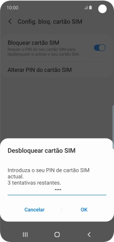 Introduza o seu código PIN e prima OK.