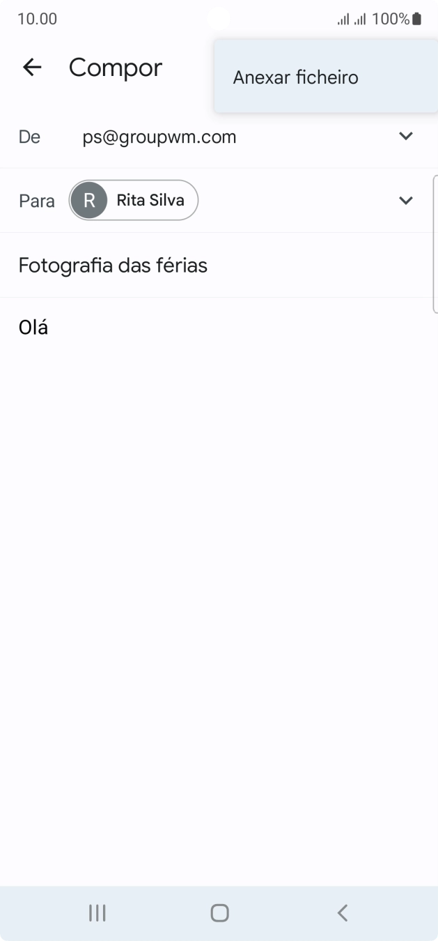 Prima Anexar ficheiro e vá até à pasta pretendida.