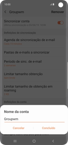 Introduza o nome pretendido da conta de e-mail Concluído.