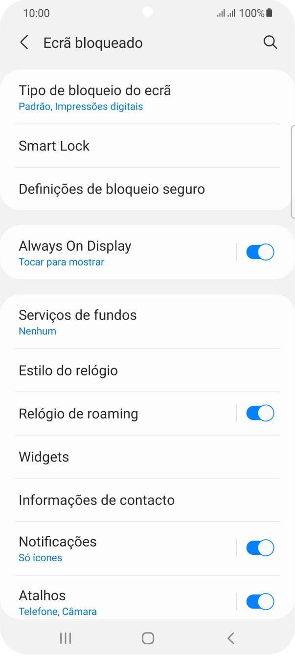 Prima Tipo de bloqueio do ecrã e introduza o código adicional de bloqueio do telefone que criou anteriormente.