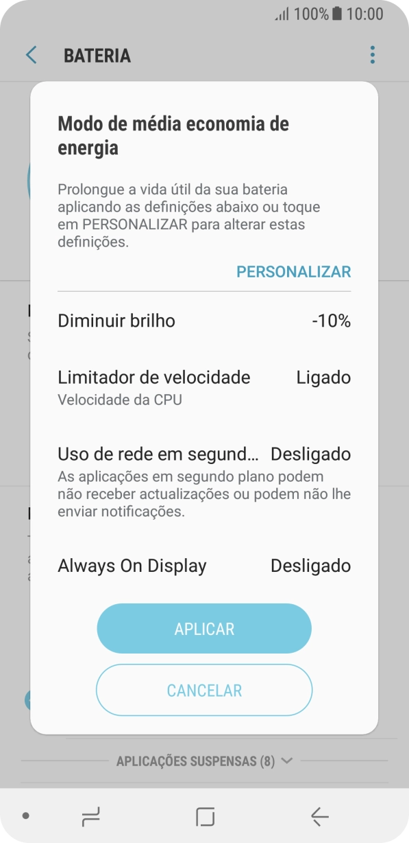 Prima APLICAR para ativar a função.