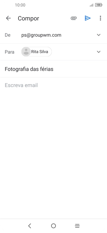 Prima o campo de escrita e escreva o texto do e-mail.