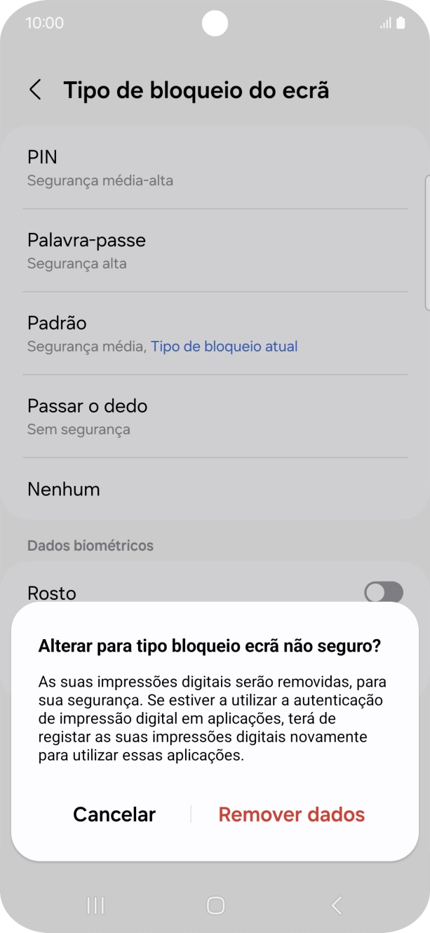Prima Remover dados.