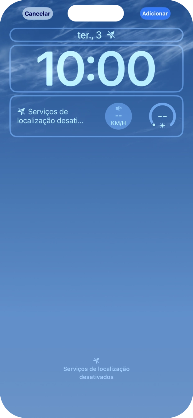 Se pretender personalizar a visualização da data no ecrã de bloqueio, prima o widget de data e siga as indicações no ecrã para escolher a visualização pretendida para o widget.