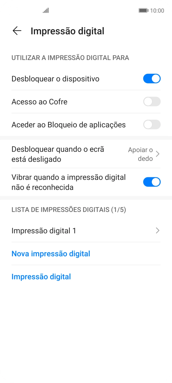 Prima os indicadores junto às definições pretendidas para as ativar ou desativar.