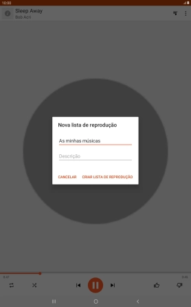 Introduza o nome pretendido para a lista de reprodução e prima CRIAR LISTA DE REPRODUÇÃO.