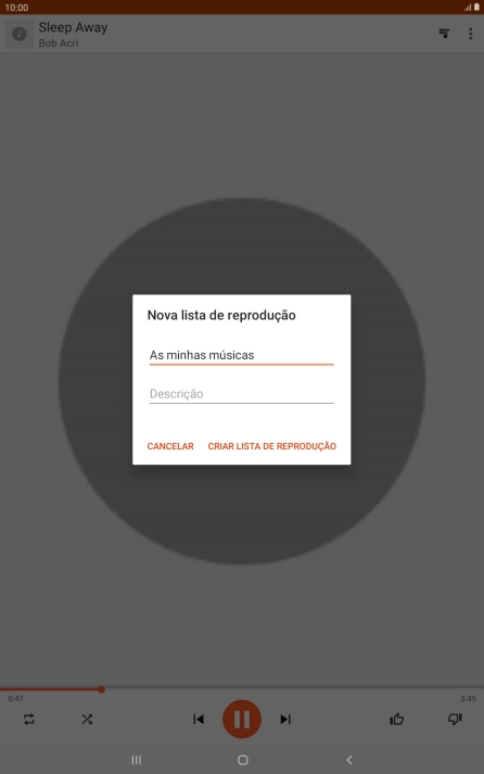 Introduza o nome pretendido para a lista de reprodução e prima CRIAR LISTA DE REPRODUÇÃO.