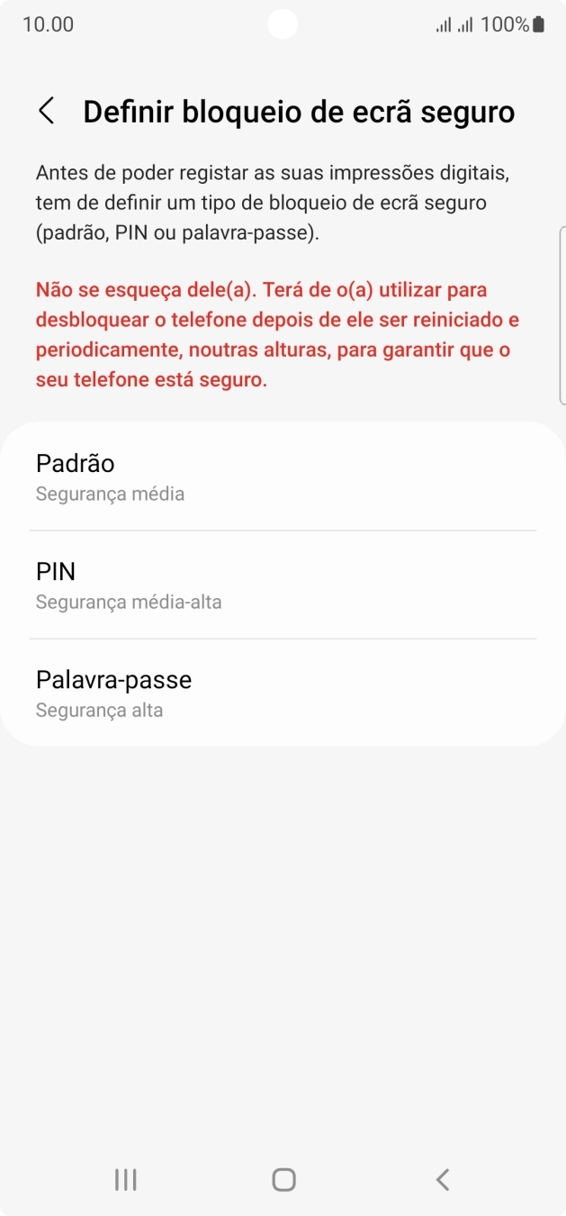 Prima o código de bloqueio do telefone pretendido e siga as indicações no ecrã para estabelecer um código de bloqueio adicional.