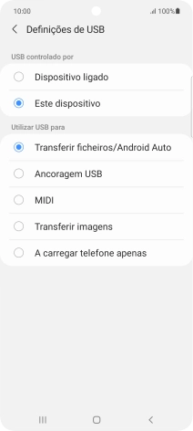 Prima Transferir ficheiros/Android Auto.