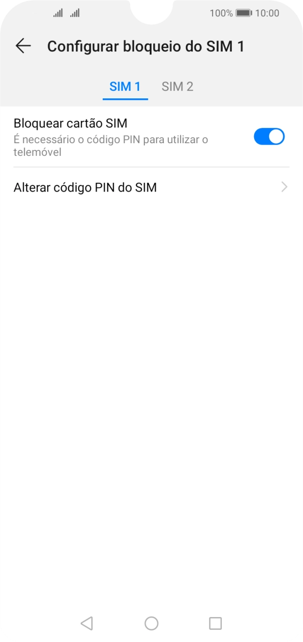 Prima o cartão SIM pretendido.