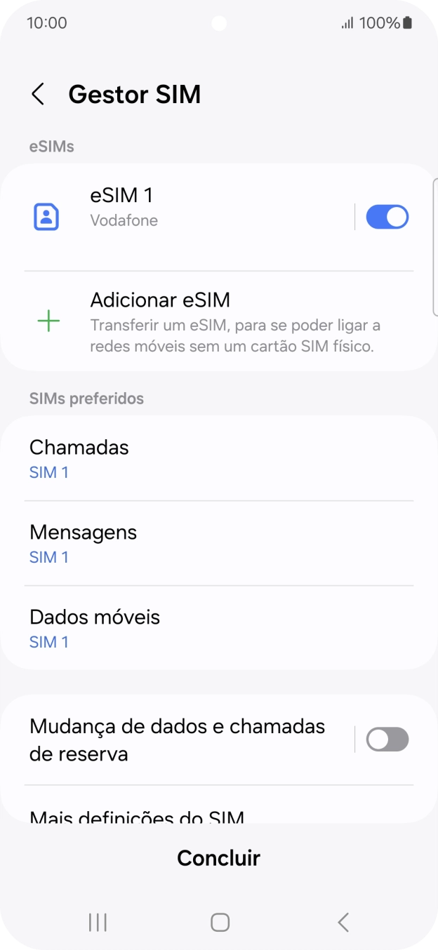 Prima o eSIM pretendido.