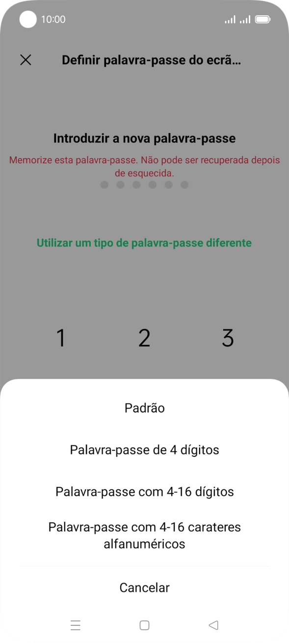 Prima o código de bloqueio do telefone pretendido e siga as indicações no ecrã para estabelecer um código de bloqueio adicional.