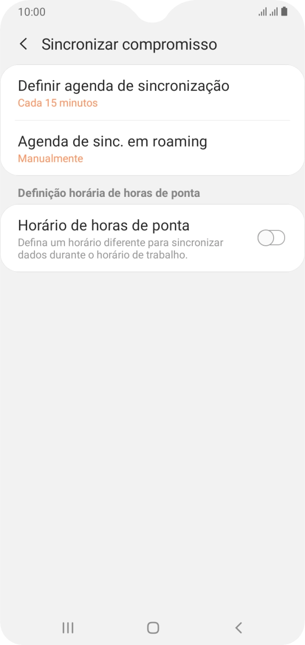 Prima Definir agenda de sincronização.