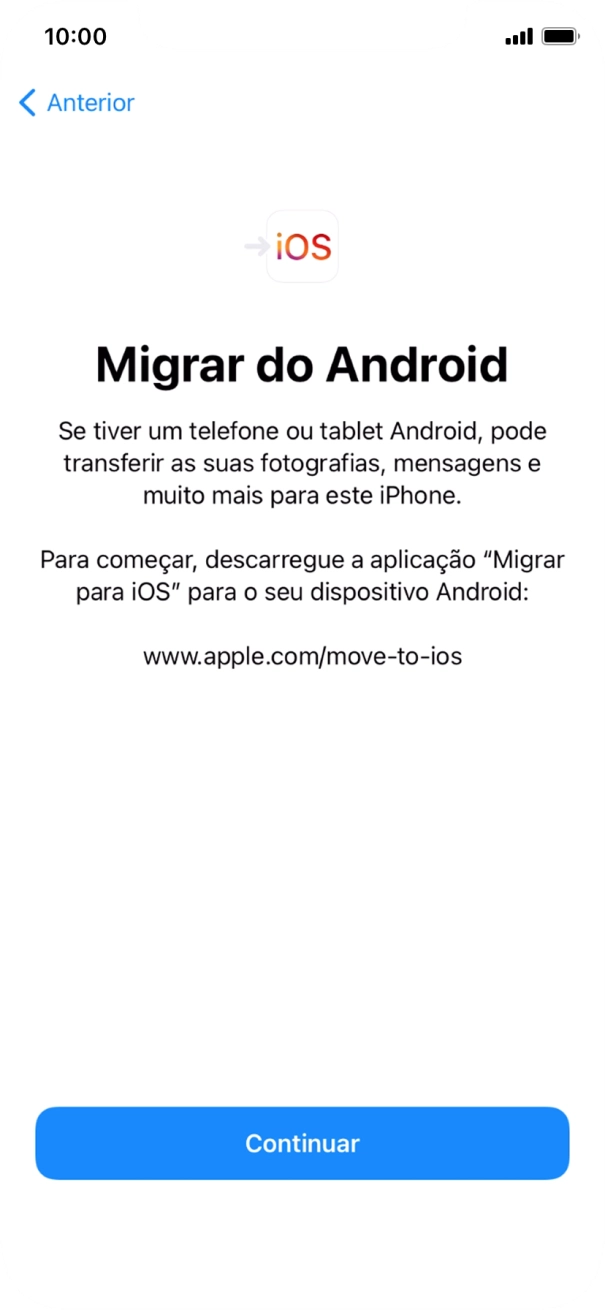 Antes de ser possível transferir conteúdo para o seu telefone, é necessário instalar a app 
