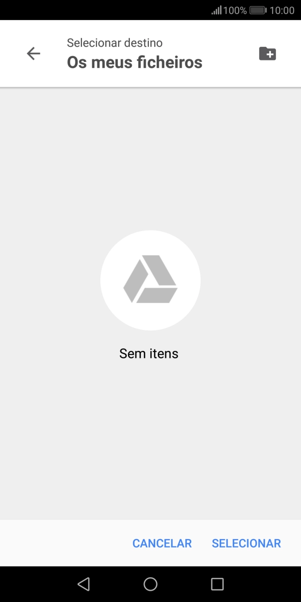 Se quiser criar uma nova pasta, prima o ícone de nova pasta e siga as indicações no ecrã para criar uma nova pasta.