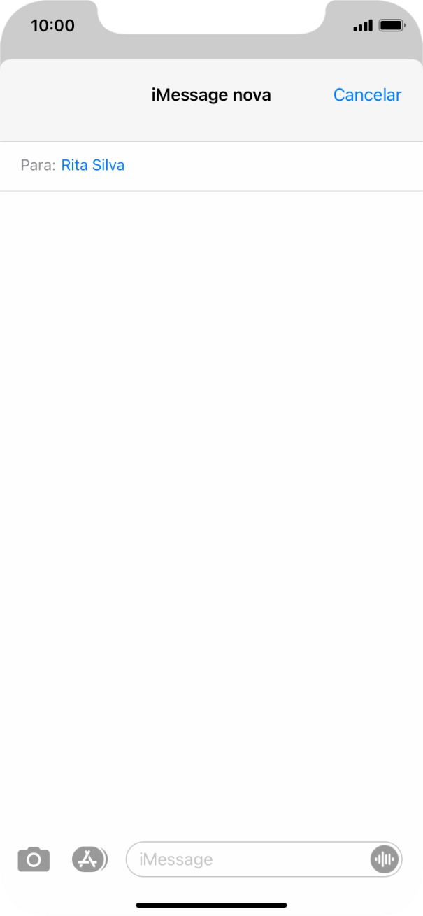Se for possível o destinatário receber iMessages, aparecerá o texto iMessage no campo de escrita.