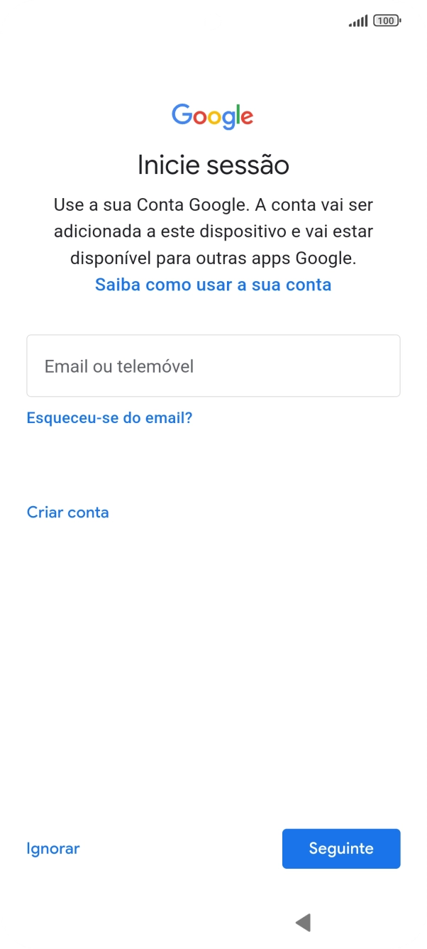 Siga as indicações no ecrã para terminar a ativação.