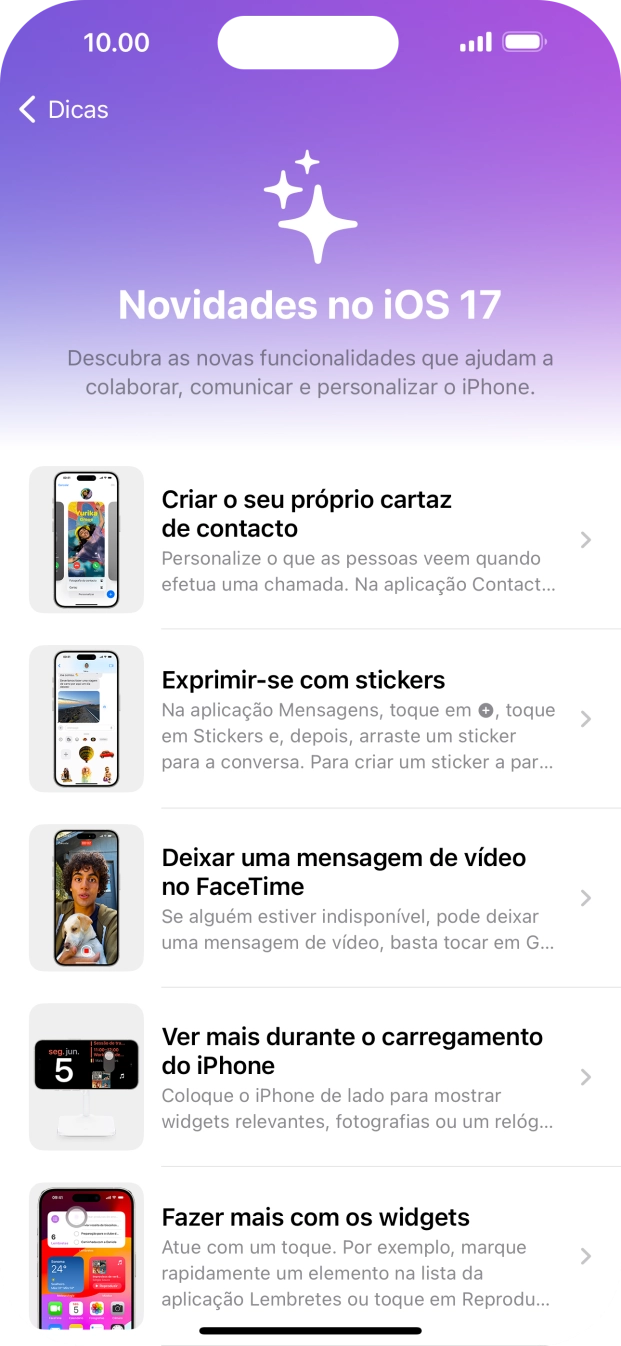 Para voltar ao ecrã inicial, deslize o dedo de baixo para cima a partir da base do ecrã.