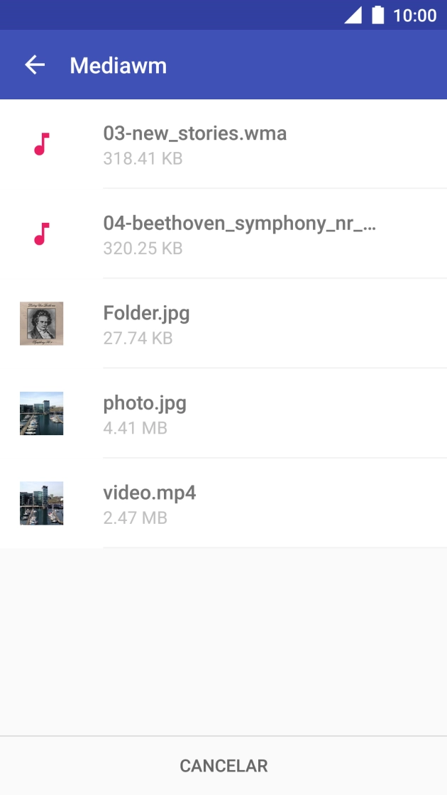 Prima o ficheiro pretendido.