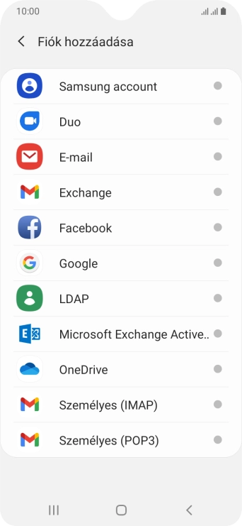Válaszd a Google lehetőséget.