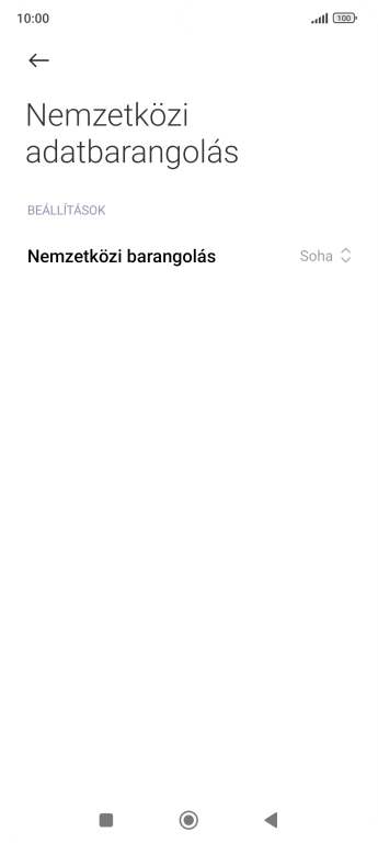 Nyisd le a „Nemzetközi adatbarangolás” mellett legördülő menüt.