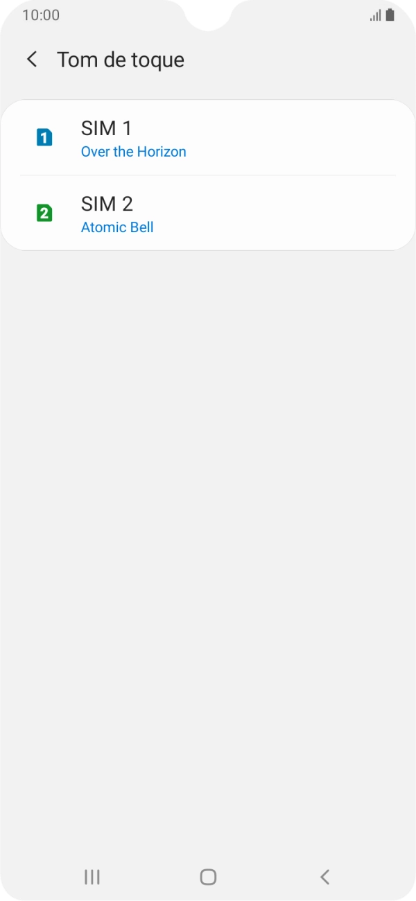 Prima o nome do cartão SIM.