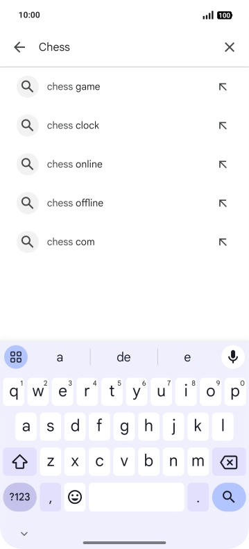 Introduza o nome ou categoria da app pretendida e prima o ícone para pesquisar.