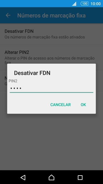 Introduza o código PIN2 e prima OK.