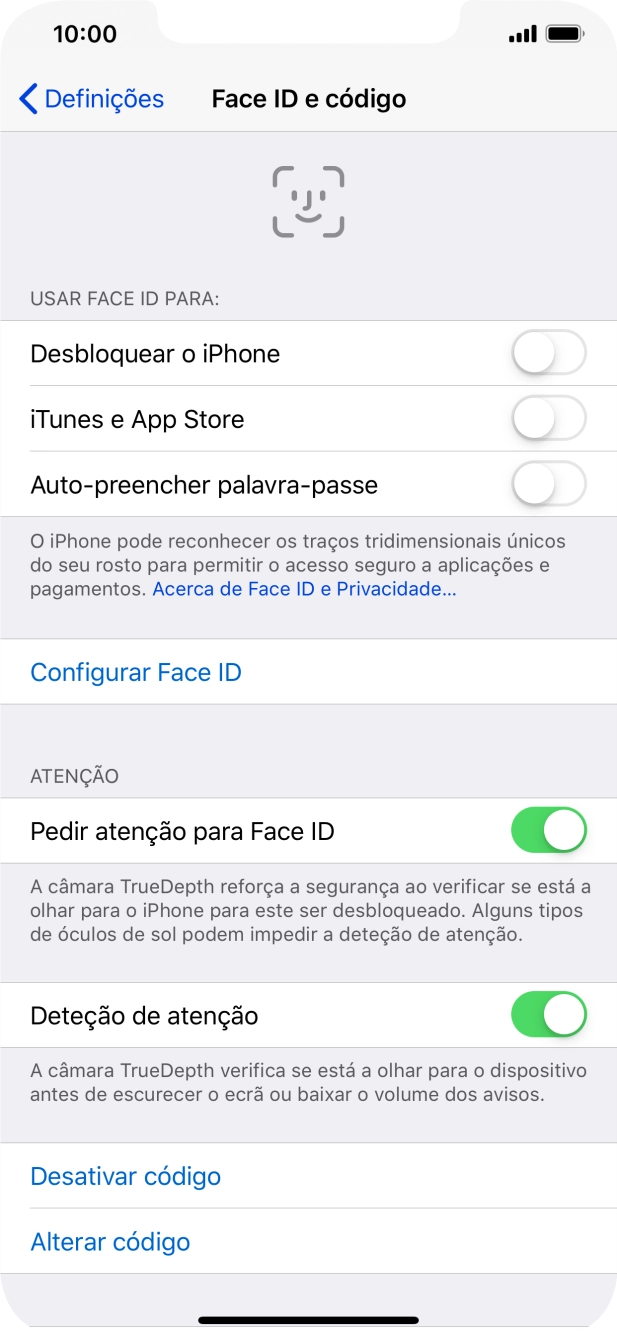 Prima Desativar código, e introduza o código de bloqueio.