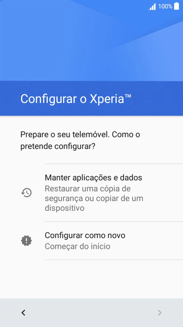 É possível transferir conteúdo de outro telefone quando o telefone for ativado antes da primeira utilização e quando o telefone tiver sido reiniciado. Quando esta imagem for mostrada no ecrã, o telefone está pronto para transferir conteúdo de outro telefone.