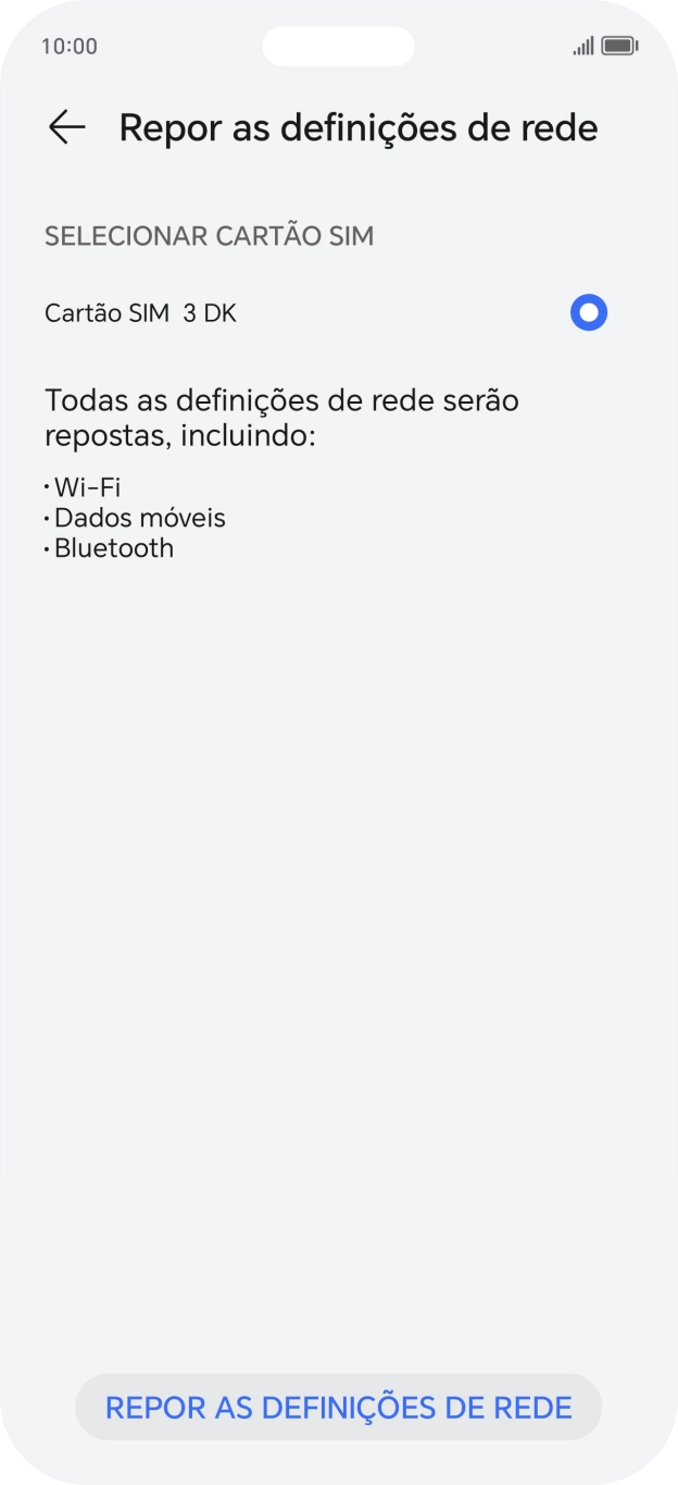 Prima REPOR AS DEFINIÇÕES DE REDE.