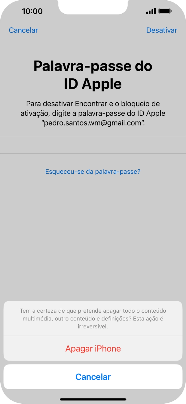 Prima Apagar iPhone e aguarde um momento enquanto o telefone restabelece as definições originais. Siga as indicações no ecrã para configurar o telefone de modo que este fique pronto a ser utilizado.