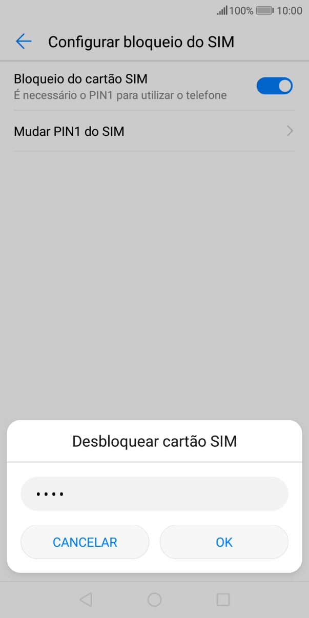 Introduza o seu código PIN e prima OK.