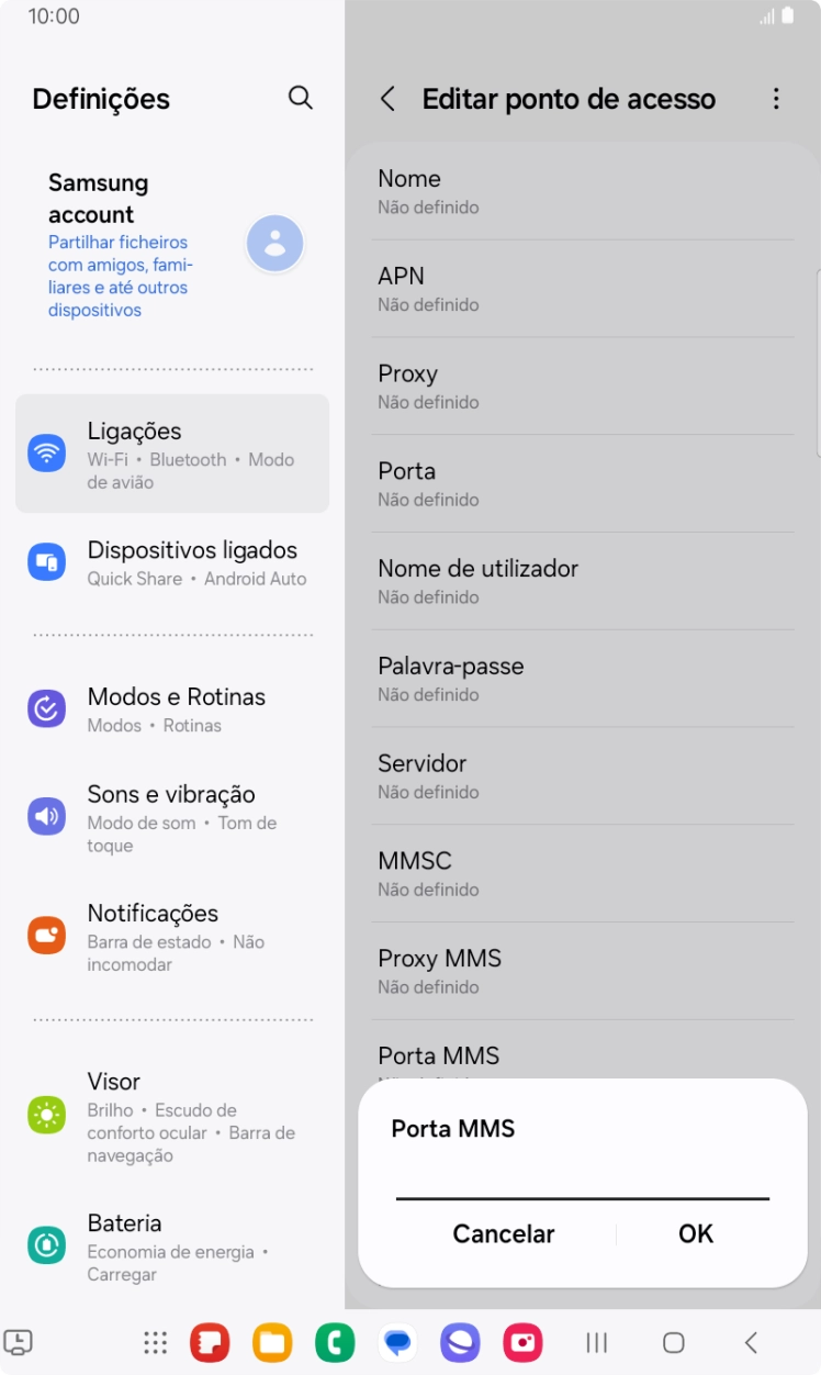 Introduza 80 e prima OK.