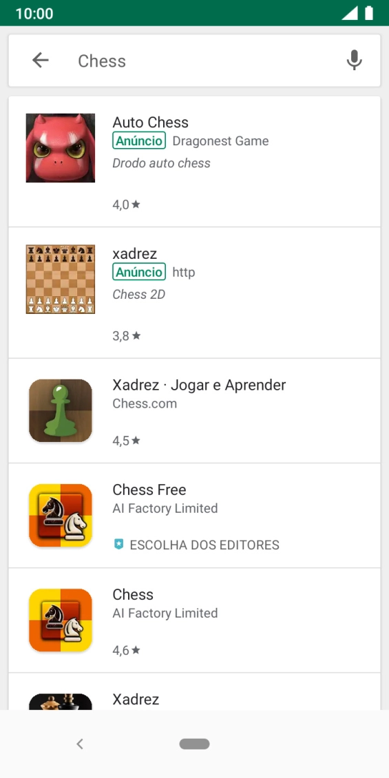 Prima a app pretendida.