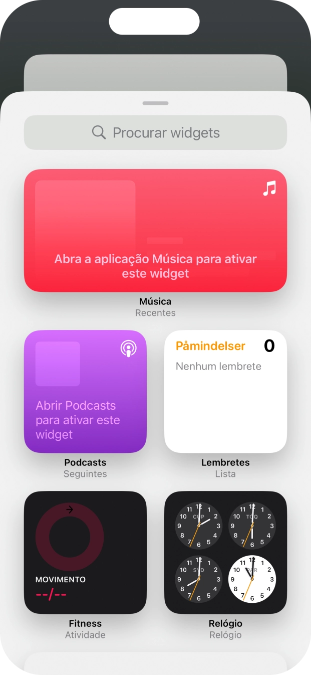 Prima o widget pretendido.