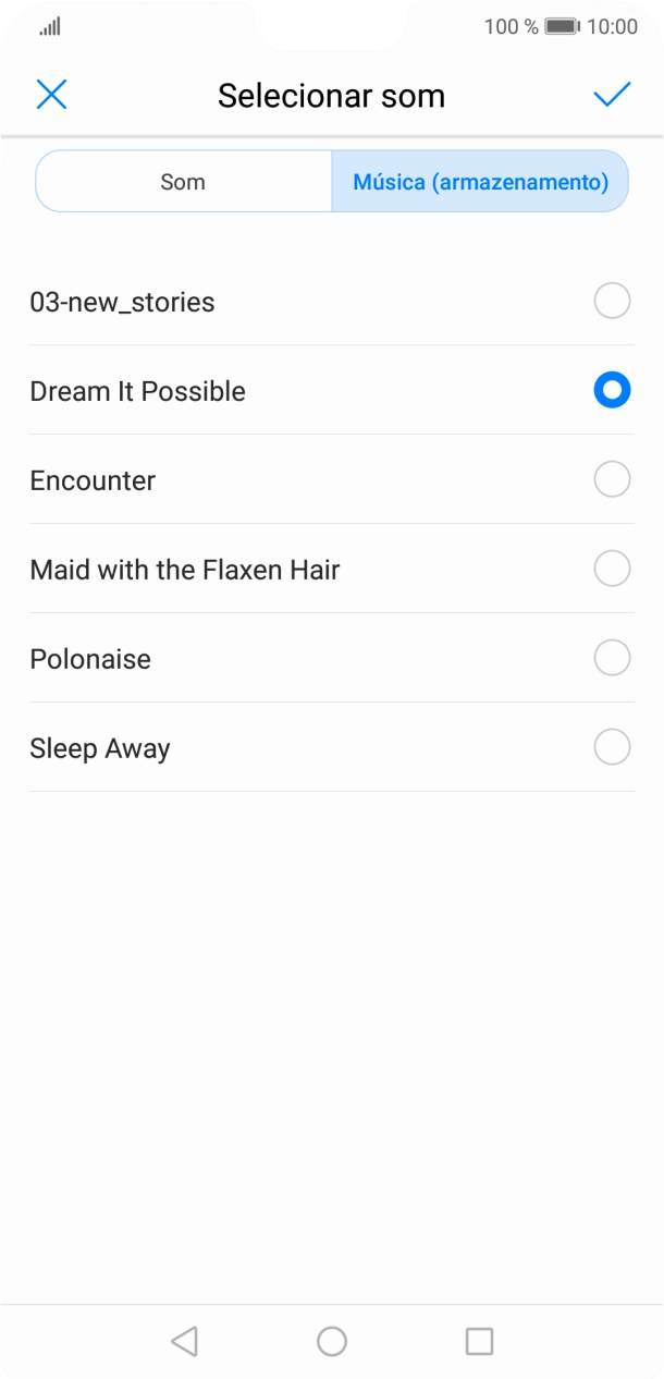Prima os tons de toque pretendidos para os ouvir.