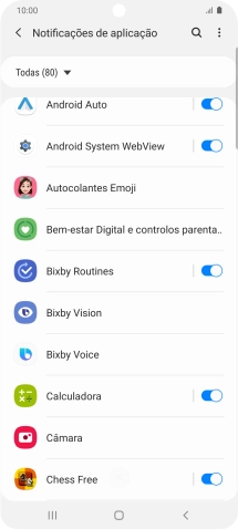 Prima o indicador junto às apps pretendidas para ativar ou desativar a função.
