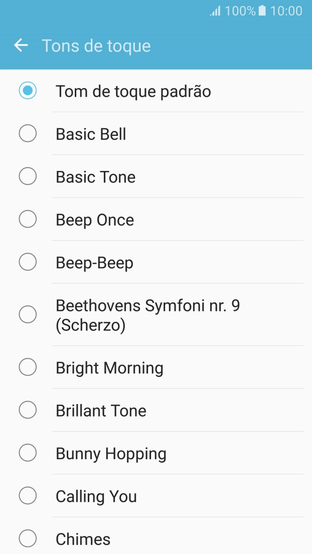 Prima os tons de toque pretendidos para os ouvir.