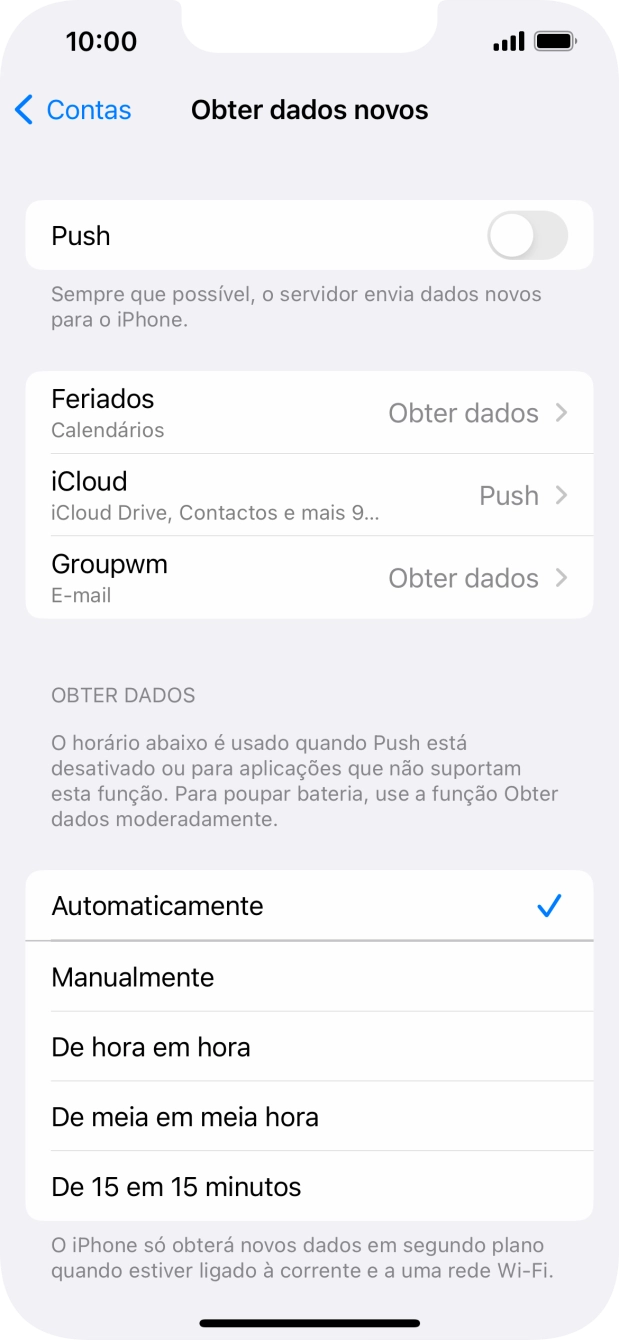 Se desativar a função, prima a definição pretendida.