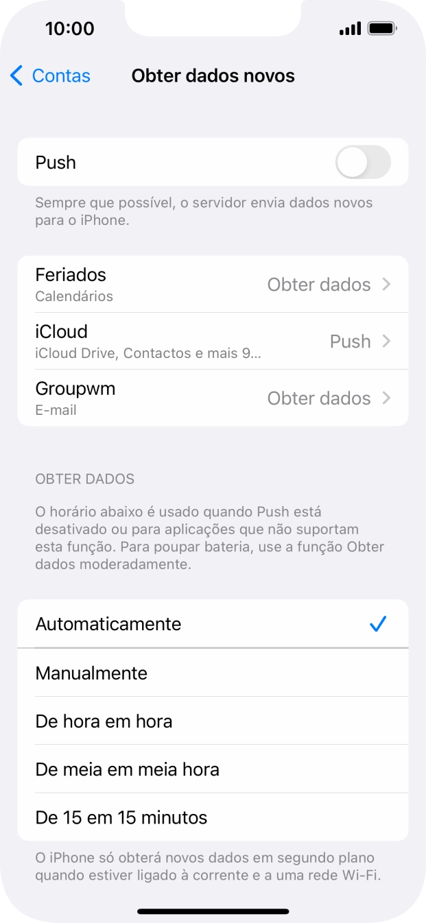 Se desativar a função, prima a definição pretendida.